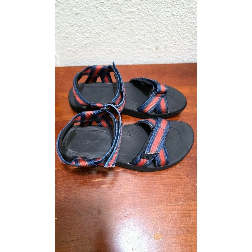 Bogs Rio Youth Orange & Blue Striped Adjustable Strap Hiking Sandals‎ Size 5